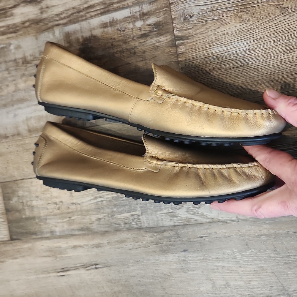 Hunters Club Womens Gold Slip On Driving Shoe Size 10/10.5 Loafer Casual Comfort - Picture 4 of 7